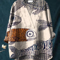 Women's Abstract Art Big-eyed Fish Print Casual Cotton And Linen V-neck Shirt