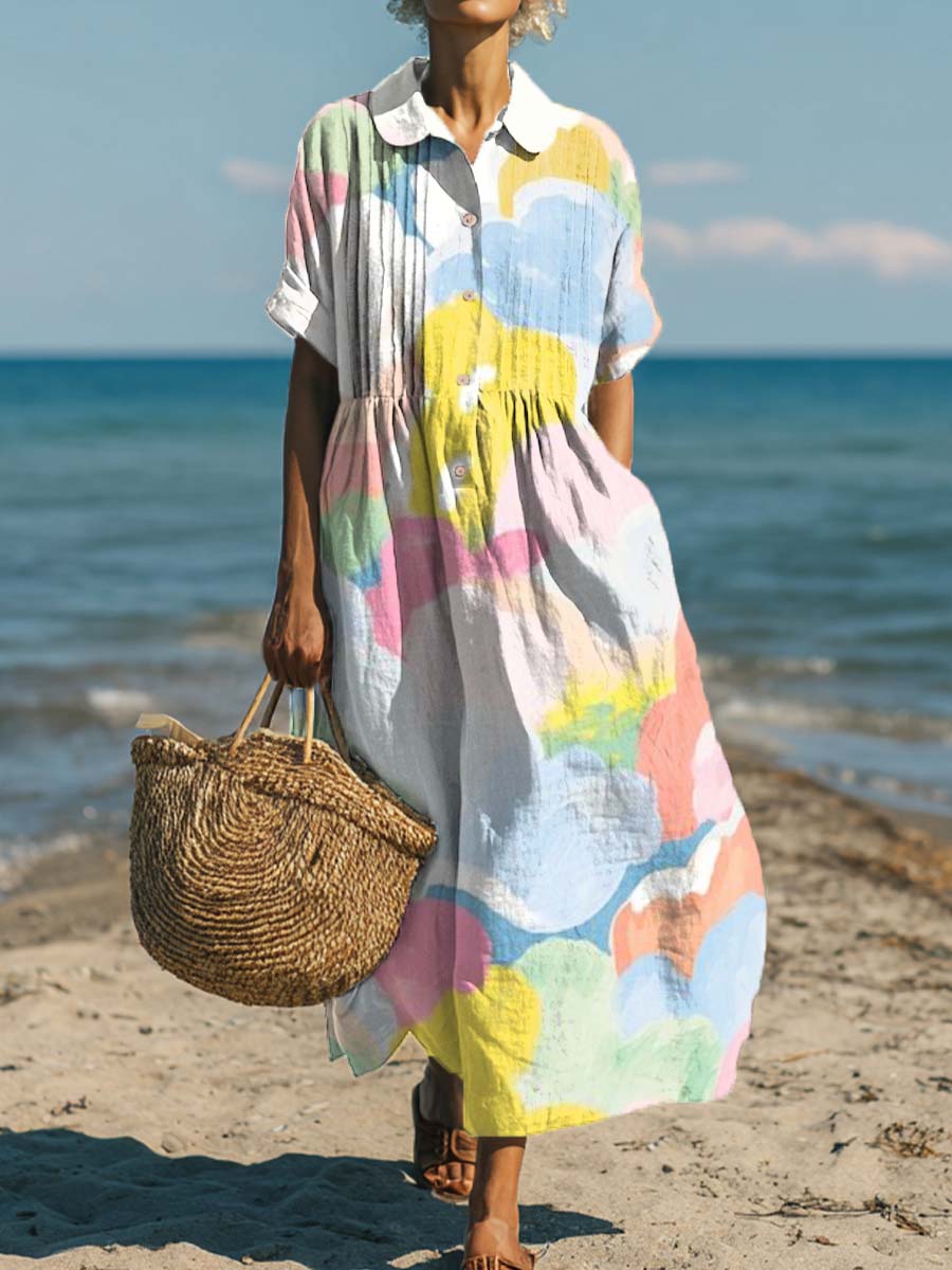 Women's Gradient Colored Clouds Art Print Dress