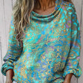Women's Vintage Floral Pattern Art Print Casual Long Sleeve Comfortable Cotton Shirt