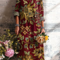 Women's Vintage Ethnic Floral Art Print Dress