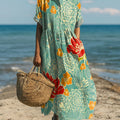 Robe en coton à imprimé floral vintage pour femme