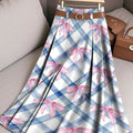 Women's Plaid Bow Print Cotton Skirt