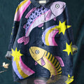 Women's Star Fish Print Casual Cotton And Linen Shirt