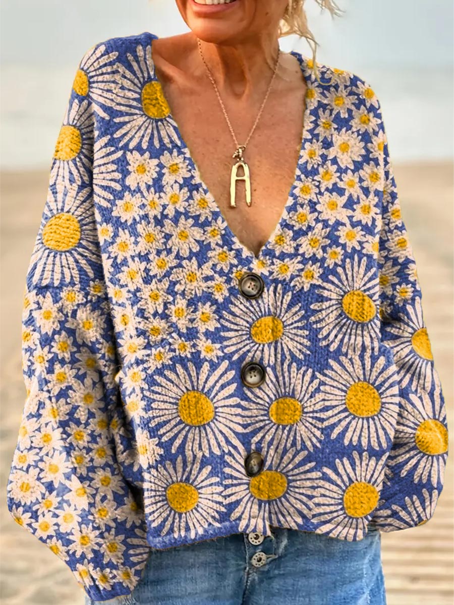 womens-lovely-floral-art-print-casual-pullover-sweater