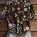 womens-floral-art-print-casual-crew-neck-short-sleeve-knitted-sweater