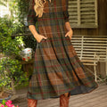 Women's Vintage Plaid Art Print Dress
