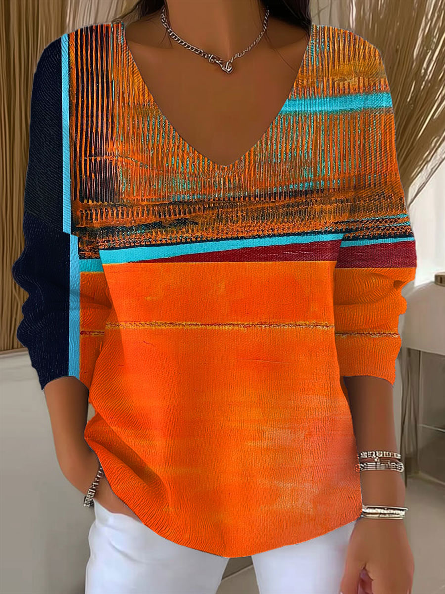 womens-fall-gradient-vintage-art-print-casual-pullover-sweater-7lgj