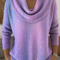 Women's Purple Fantasy Print Cowl Neck Sweater