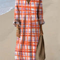 Women's Vintage Plaid Pattern Art Print Cotton Dress