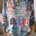 Women's Christmas Tree Art Print Buttoned Cardigan Sweater