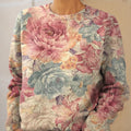 Damen-Vintage-Strickpullover mit künstlerischem Blumenmuster 