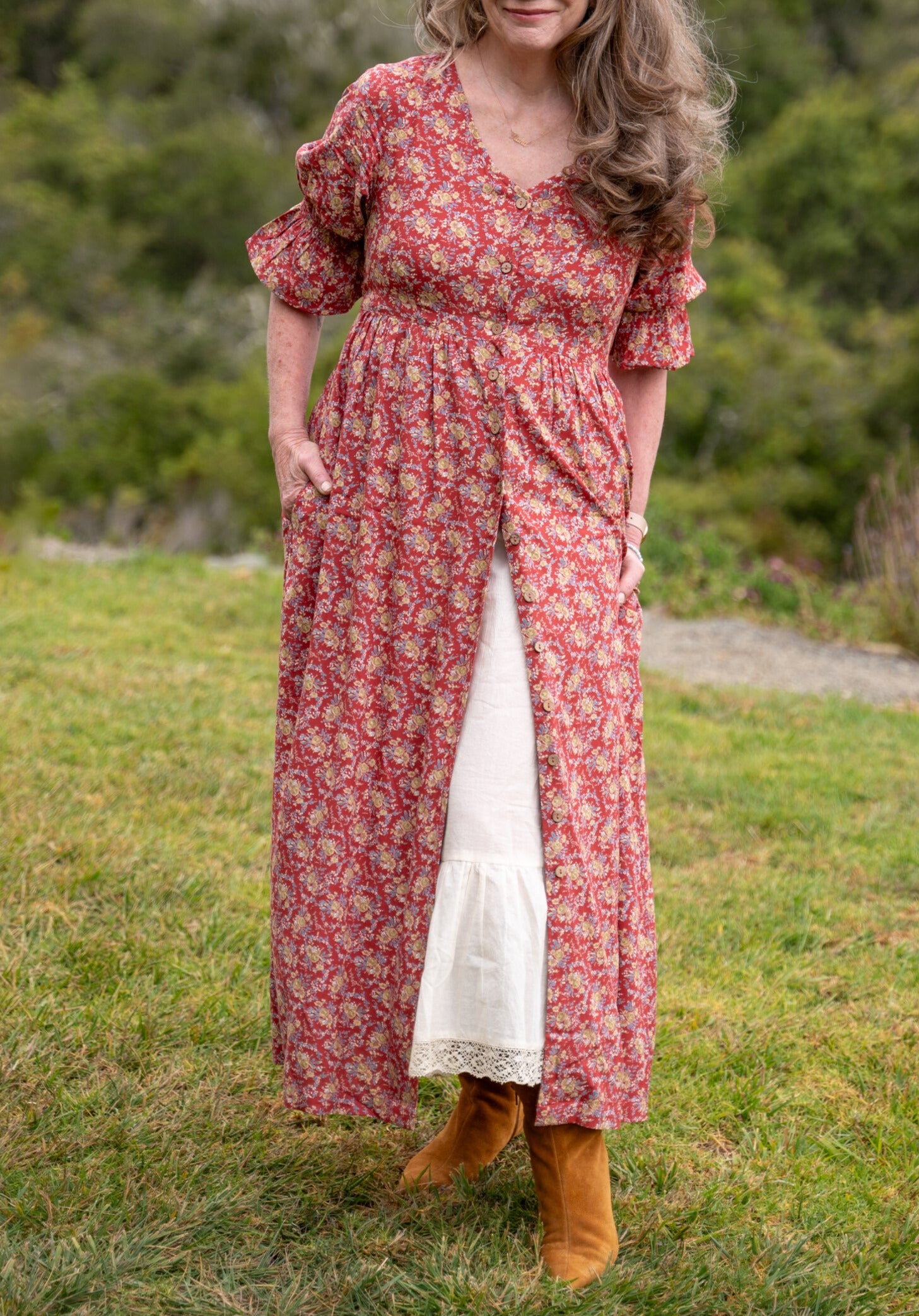 Women's Garden Party Button Floral Dress