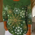 Women's Christmas Print Crew Neck 3/4 Sleeve Casual Pullover Sweater