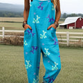 Women's Cute and Funny Dog ??art Print Casual 100% Cotton Wide Leg Jumpsuit