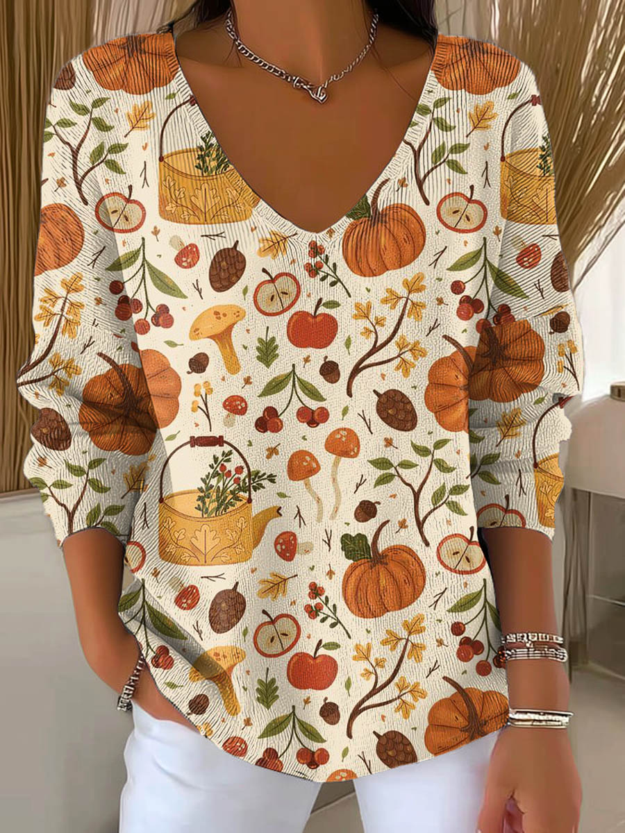 womens-lovely-pumpkin-pattern-art-print-casual-pullover-sweater-ft5a