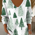 Women's Christmas Tree Pattern Print Casual Pullover Sweater