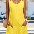 Women's Solid Color Round Neck Sleeveless Loose Linen Vest Jumpsuit