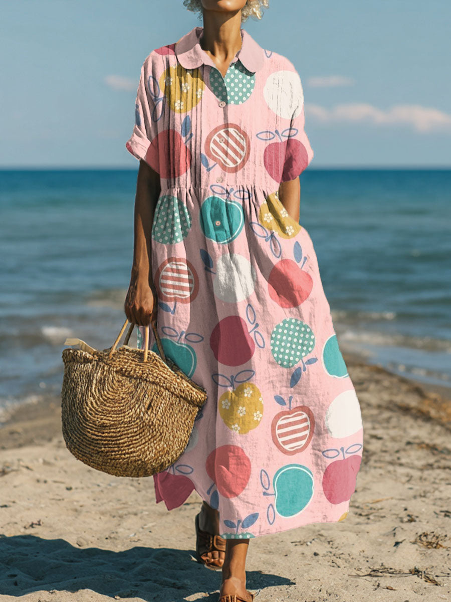Women's Colorful Apple Art Print Dress