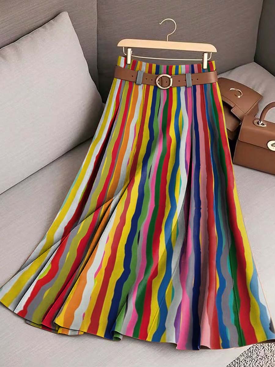 Painting style colorful vertical stripes decorative pattern Skirt