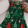 Women's Vintage Christmas Tree Art Print Cotton Skirt