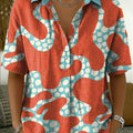 Women's Retro Color-block Abstract Art Print Cotton-linen Short-sleeve Shirt