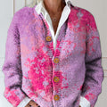 Women's Abstract Pattern Art Print Buttoned Cardigan Sweater
