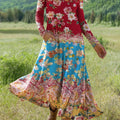 Women's Retro Floral Art Print Long-sleeved Dress