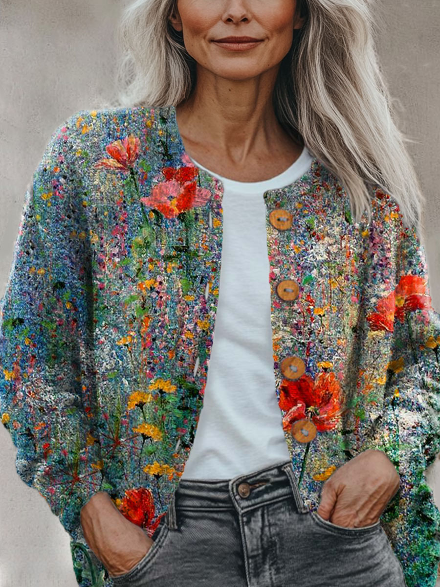 womens-vintage-floral-art-print-buttoned-cardigan-sweater-er83