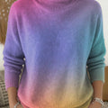 Women's Gradient Color Art Print Knit Turtleneck Pullover Sweater