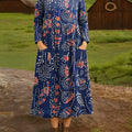 Women's Vintage Floral Pattern Art Print Cotton Lapel Shirt Dress