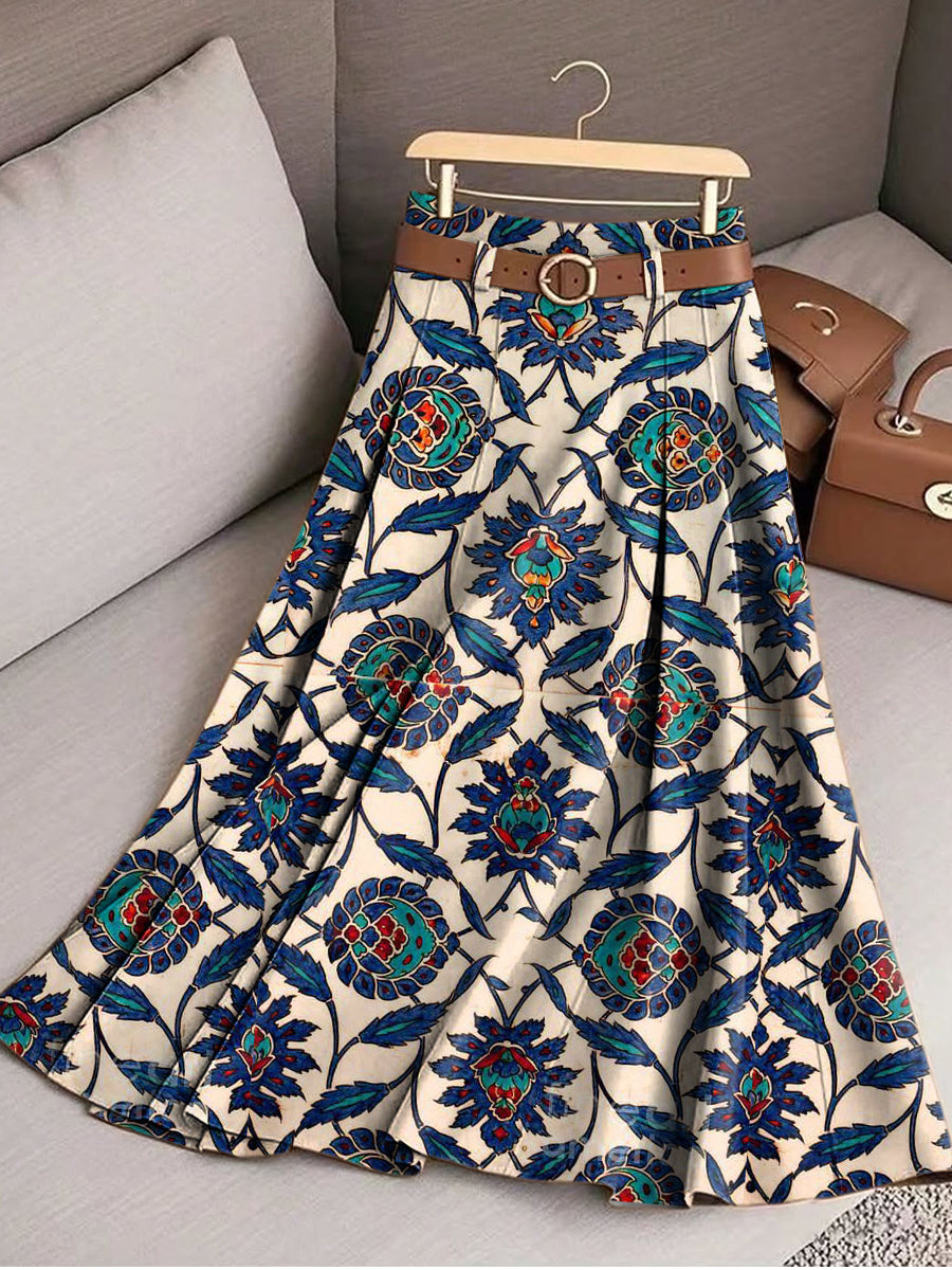 Women's Ethnic Print Cotton Skirt