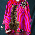 Women's Leopard  Art Print Casual Cotton And Linen Shirt