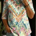 Women's Color Splicing Gradient Art Casual Loose Half Sleeve 100% Cotton T-shirt