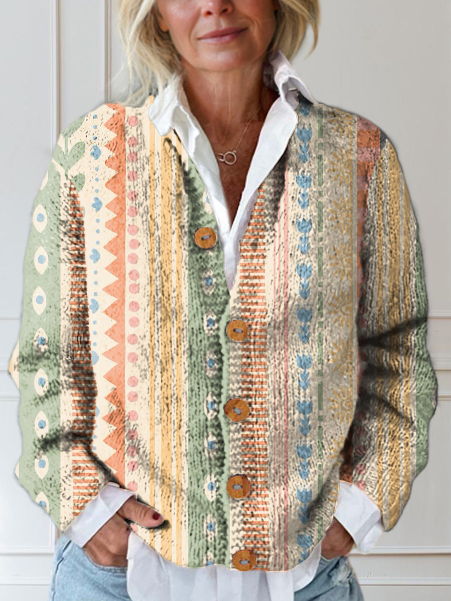 pattern-vertical-stripes-print-buttoned-cardigan-sweater