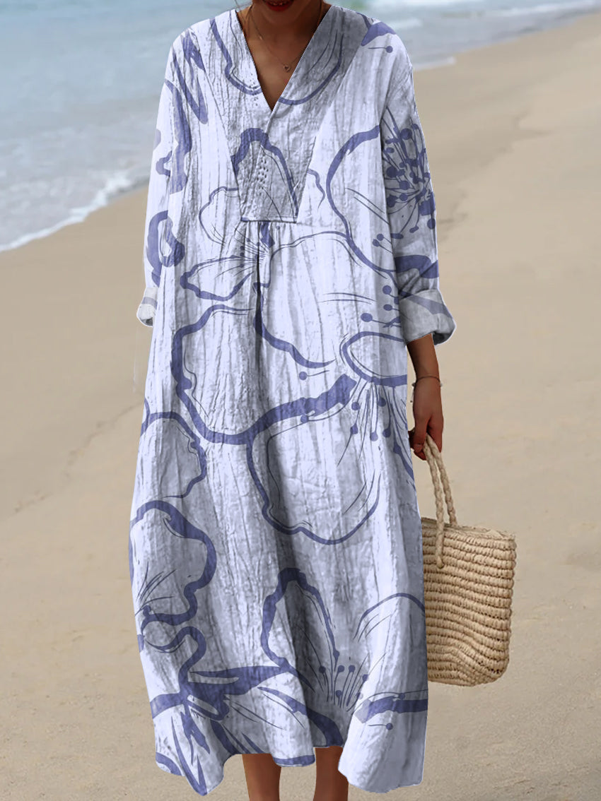 Women's Purple Flower Pattern  Art Print Dress