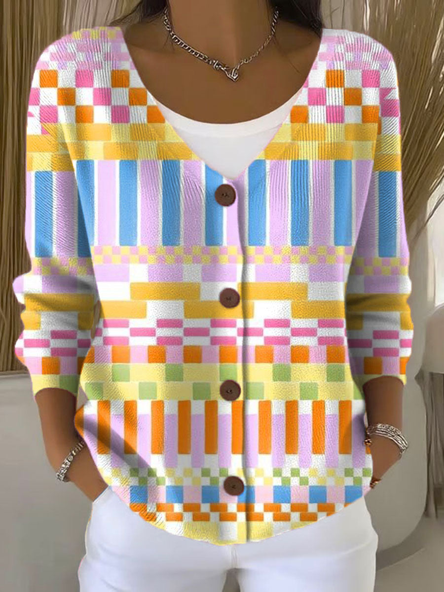 vintage-abstract-geometry-art-print-buttoned-v-neck-cardigan-sweater-qxxz