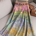 Women's Beautiful Colorful Abstract Multicolor Oil Painting Art Print Cotton Skirt