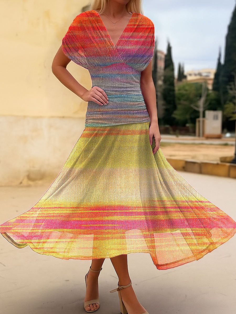 Women's Vintage Gradient  Art Print Flowy Casual Dress