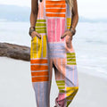 Women's Geometric Pattern Art Print Casual 100% Cotton Wide Leg Jumpsuit