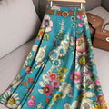 Women's Retro Flowers Pattern Casual Print Cotton Skirt