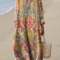 Women's Vintage Geometric Pattern Art Print Cotton Dress