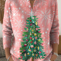 Vintage  Christmas Art Print Buttoned Cardigan Sweater
