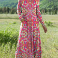 Women's Floral Pattern Art Print Long-sleeved Dress