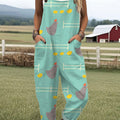 Women's   Funny Chick Art Print Casual 100% Cotton Wide Leg Jumpsuit