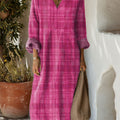 Women's  Vintage Abstract  Plaid  Art Print Dress