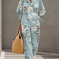 Women's Floral Print Casual Cotton-linen Two-piece Set