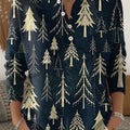Women's Christmas Tree Pattern Art Print Buttoned Cardigan Sweater