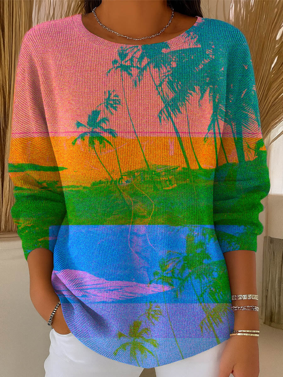 womens-gradient-pattern-art-print-casual-pullover-sweater-wwsk