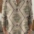 Vintage Abstract Geometry  Art Print Buttoned Cardigan Sweater