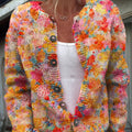 Floral Print Buttoned Casual Cardigan  Sweater